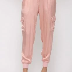 Purple Door Boutique Summer SALE Sweet Moments Blush Satin Joggers