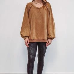 Purple Door Boutique Chocolate Mousse Terry Pullover Ladies'