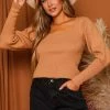 The Purple Door Boutique Carefree Camel Ribbed Knit Sweater Ladies'