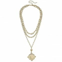 Canvas Jewelry Canvas Evie Layered Coin Necklace Worn Gold