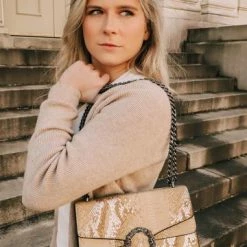 Purple Door Boutique Champagne Snake Print Purse