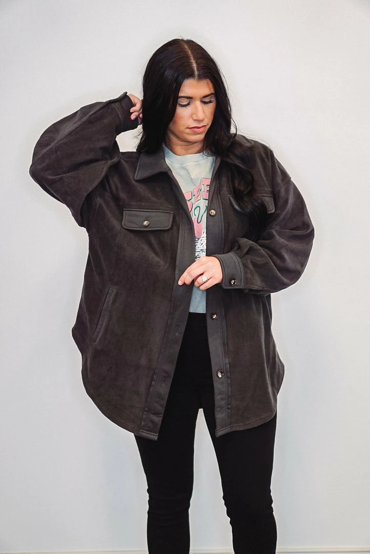 Purple Door Boutique Better With Fleece Charcoal Jacket Ladies' 3 Purple Door Boutique Better With Fleece Charcoal Jacket Ladies'