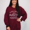 Purple Door Boutique Ladies' Christmas Tree Burgundy Graphic Sweatshirt