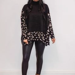 The Purple Door Boutique Leopard Print Love Black Sweater New Arrivals