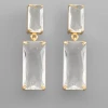Purple Door Boutique Baguette Clear Dangle Earrings