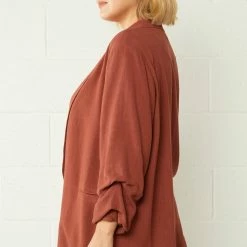Purple Door Boutique Best Basic Cognac Linen Blazer