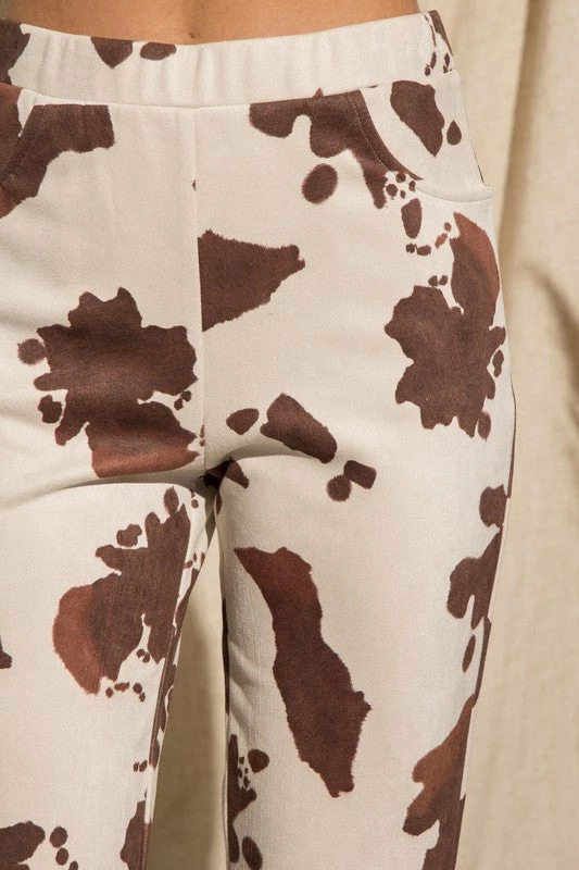 Purple Door Boutique Ladies' Suede Brown Cow Print Pants 4 Purple Door Boutique Ladies' Suede Brown Cow Print Pants
