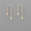 Purple Door Boutique Cross Charm Crystal Arch Earrings Jewelry