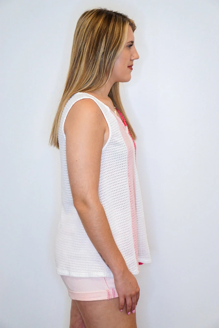 Purple Door Boutique Pink Colorblock Waffle Knit Top 4 Purple Door Boutique Pink Colorblock Waffle Knit Top