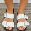 Purple Door Boutique Shoe/Accessories Sale Rouge Buckle White Slide Sandals