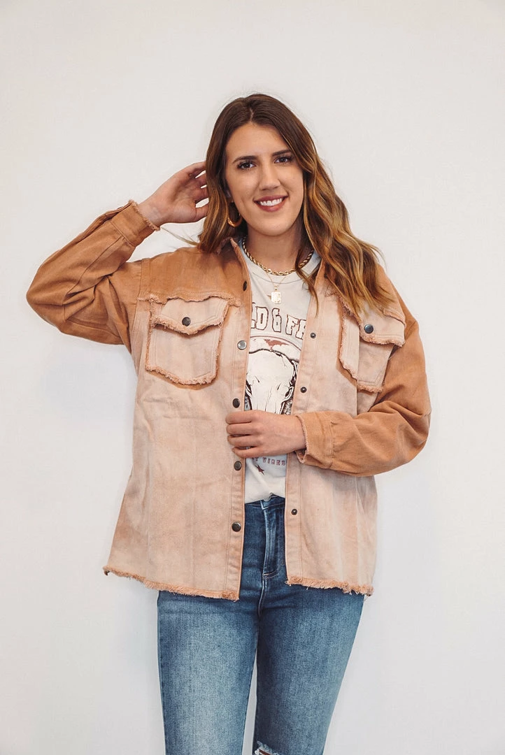 Purple Door Boutique New Arrivals Washed Caramel Lightweight Denim Jacket 3 Purple Door Boutique New Arrivals Washed Caramel Lightweight Denim Jacket