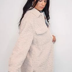 Purple Door Boutique Winter Heart Cream Sherpa Jacket