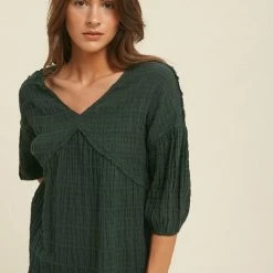 Purple Door Boutique New Arrivals Influencer Emerald Green Babydoll Top