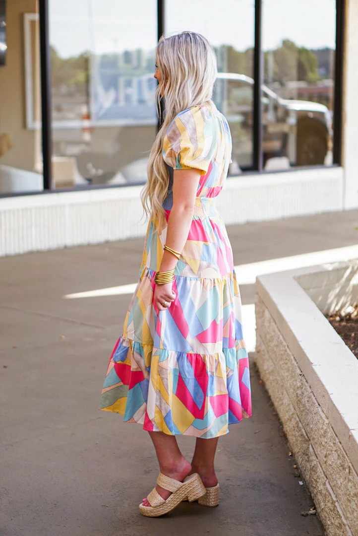 Purple Door Boutique New Arrivals Multicolor Golden Blue Midi Dress 2 Purple Door Boutique New Arrivals Multicolor Golden Blue Midi Dress