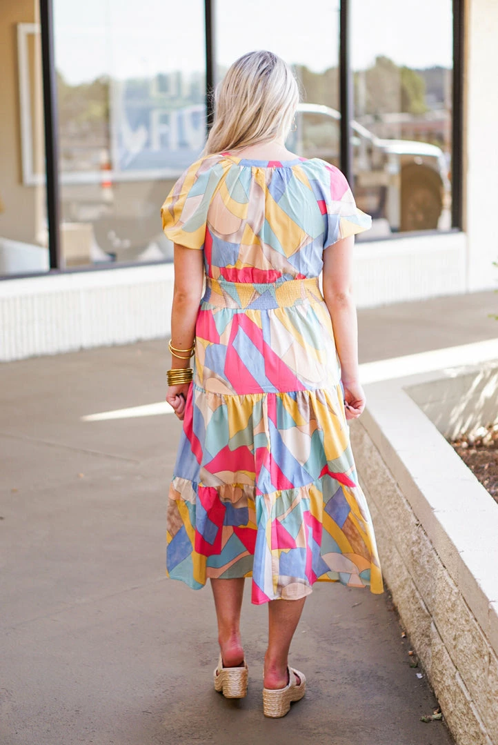 Purple Door Boutique New Arrivals Multicolor Golden Blue Midi Dress 3 Purple Door Boutique New Arrivals Multicolor Golden Blue Midi Dress