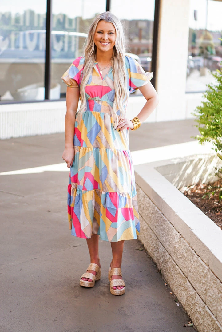 Purple Door Boutique New Arrivals Multicolor Golden Blue Midi Dress 1 Purple Door Boutique New Arrivals Multicolor Golden Blue Midi Dress