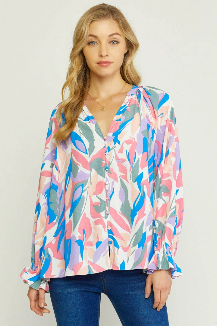 The Purple Door Boutique White Pastels Button Down Top 1 The Purple Door Boutique White Pastels Button Down Top