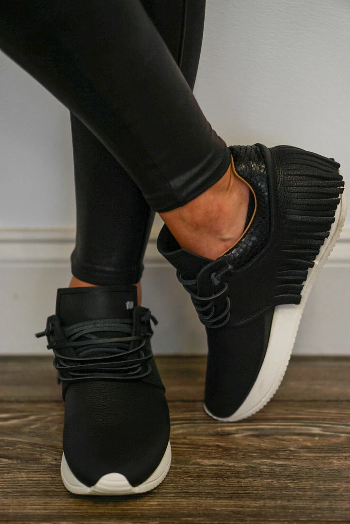 Esseutesse Black Leather Fringe Sneakers 2 Esseutesse Black Leather Fringe Sneakers