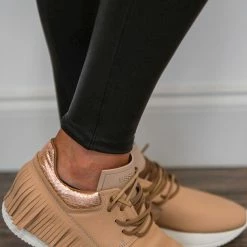 Purple Door Boutique Sales 11 Esseutesse Nude Leather Fringe Sneakers New Arrivals