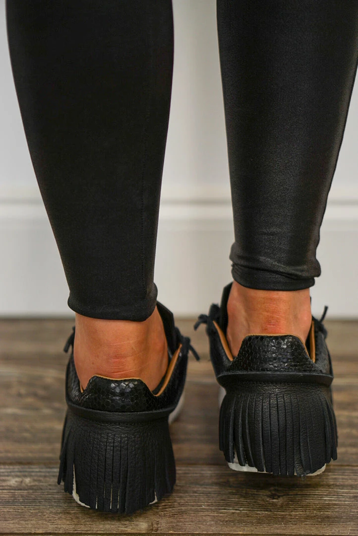 Esseutesse Black Leather Fringe Sneakers 4 Esseutesse Black Leather Fringe Sneakers