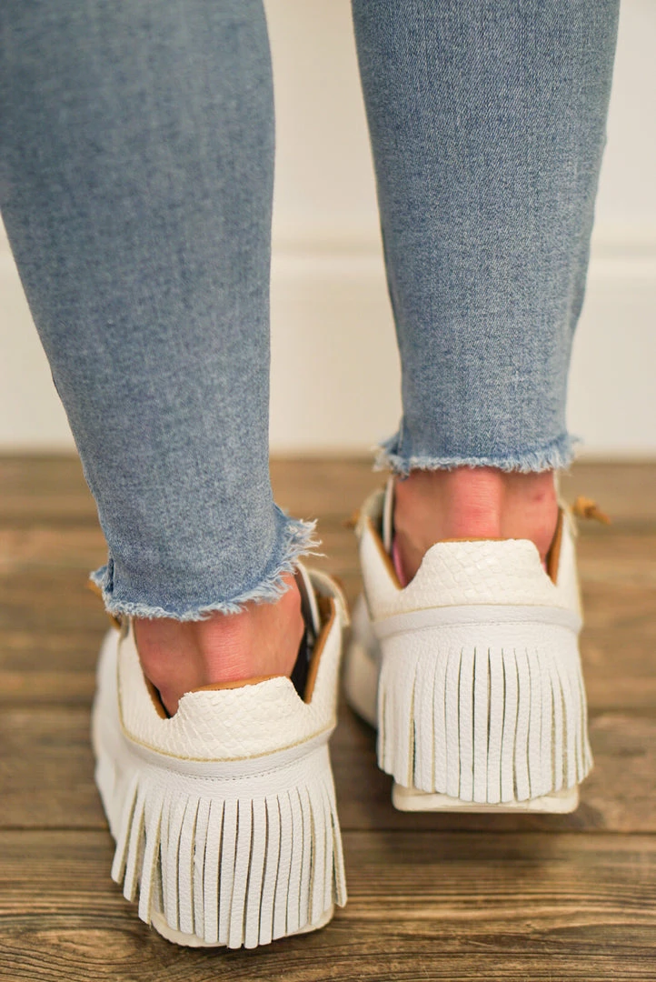 Esseutesse White Leather Fringe Sneakers Shoes 4 Esseutesse White Leather Fringe Sneakers Shoes