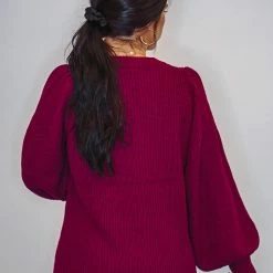 The Purple Door Boutique Mistletoe Kisses Magenta Knit Sweater Ladies' 9 The Purple Door Boutique Mistletoe Kisses Magenta Knit Sweater Ladies'