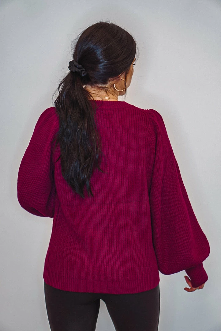 The Purple Door Boutique Mistletoe Kisses Magenta Knit Sweater Ladies' 5 The Purple Door Boutique Mistletoe Kisses Magenta Knit Sweater Ladies'
