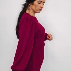 The Purple Door Boutique Mistletoe Kisses Magenta Knit Sweater Ladies' 8 The Purple Door Boutique Mistletoe Kisses Magenta Knit Sweater Ladies'