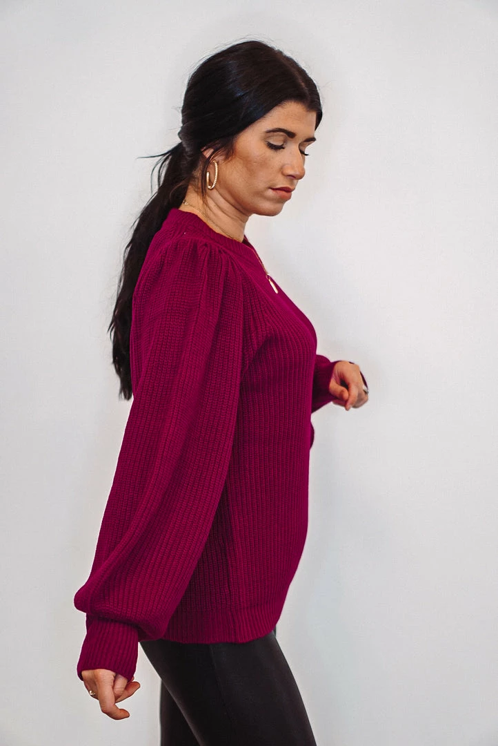 The Purple Door Boutique Mistletoe Kisses Magenta Knit Sweater Ladies' 4 The Purple Door Boutique Mistletoe Kisses Magenta Knit Sweater Ladies'