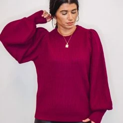 The Purple Door Boutique Mistletoe Kisses Magenta Knit Sweater Ladies' 7 The Purple Door Boutique Mistletoe Kisses Magenta Knit Sweater Ladies'