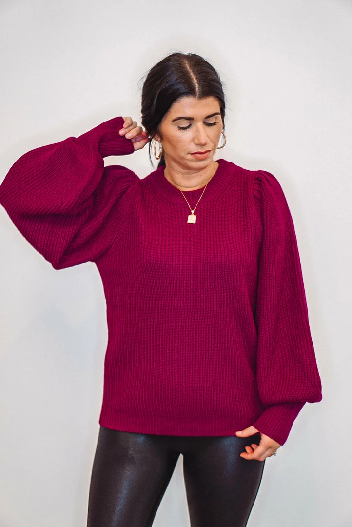 The Purple Door Boutique Mistletoe Kisses Magenta Knit Sweater Ladies' 3 The Purple Door Boutique Mistletoe Kisses Magenta Knit Sweater Ladies'