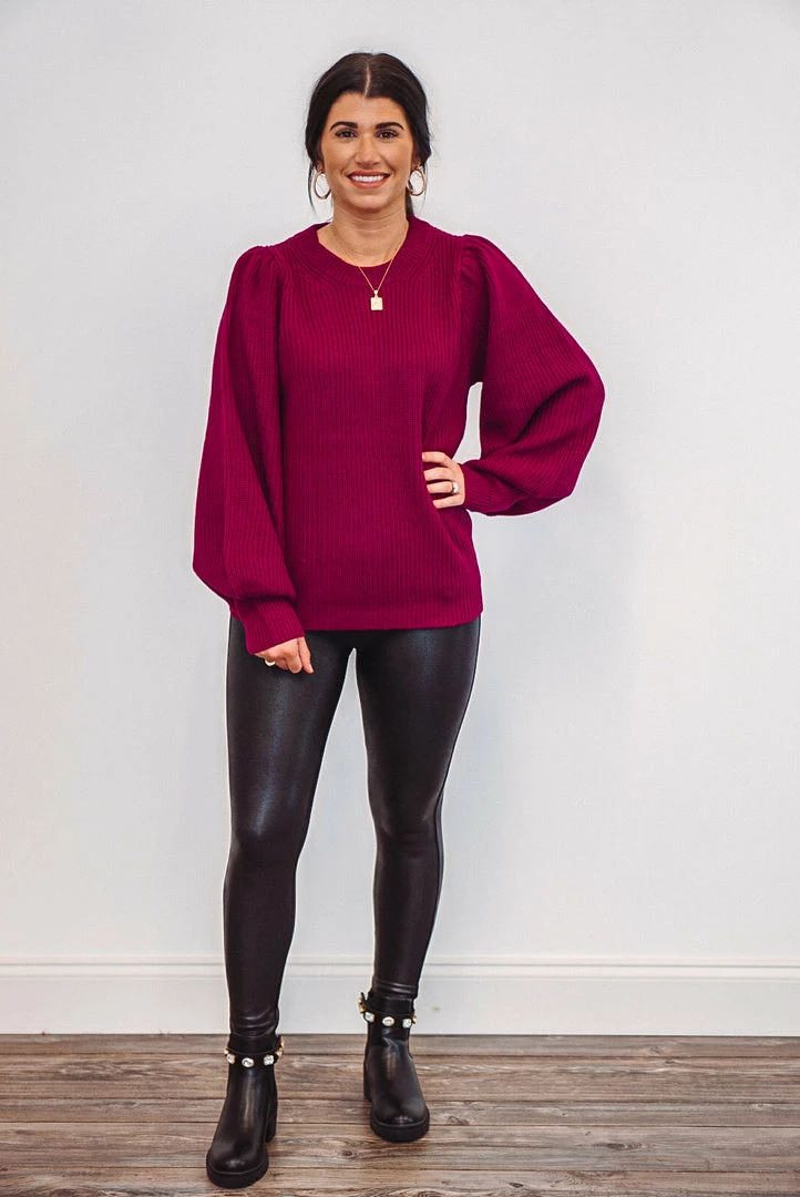 The Purple Door Boutique Mistletoe Kisses Magenta Knit Sweater Ladies' 2 The Purple Door Boutique Mistletoe Kisses Magenta Knit Sweater Ladies'