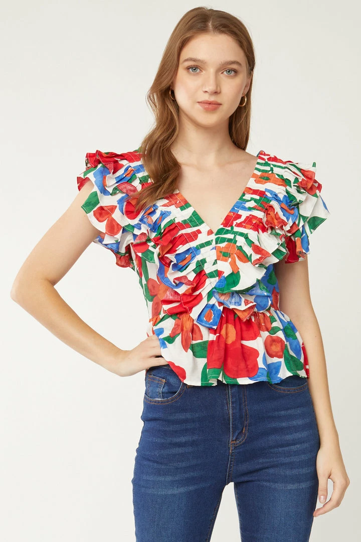 Purple Door Boutique Ladies' Summer Days Floral Peplum Top 1 Purple Door Boutique Ladies' Summer Days Floral Peplum Top