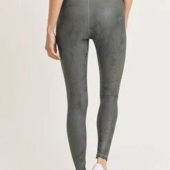 Mono B Athleisure New Arrivals Mono B Gun Metal Metallic Foil Leggings