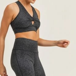 Mono B Athleisure New Arrivals Mono B Black Flake Foil Sports Bra