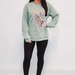 Purple Door Boutique Ladies' Olive Rock N Roll Sweatshirt