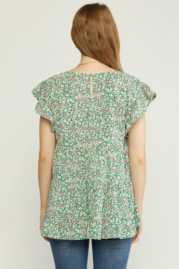 Purple Door Boutique Floral Favorite Green Babydoll Top Summer SALE 3 Purple Door Boutique Floral Favorite Green Babydoll Top Summer SALE