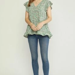 Purple Door Boutique Floral Favorite Green Babydoll Top Summer SALE 11 Purple Door Boutique Floral Favorite Green Babydoll Top Summer SALE