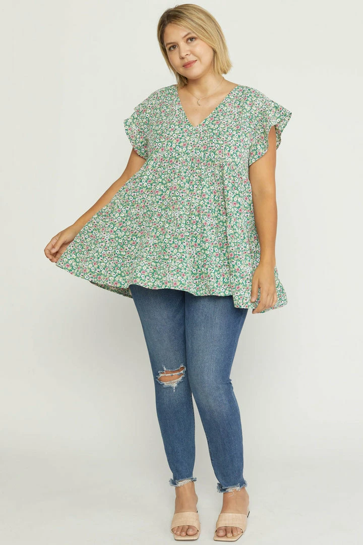 Purple Door Boutique Floral Favorite Green Babydoll Top Summer SALE 8 Purple Door Boutique Floral Favorite Green Babydoll Top Summer SALE