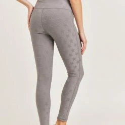 Mono B Athleisure Mono B Grey Star Jacquard Leggings New Arrivals