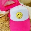 Purple Door Boutique New Arrivals Smiley Pink Trucker Hat