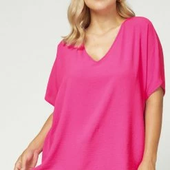 The Purple Door Boutique Sunshiny Days Oversized Hot Pink Top