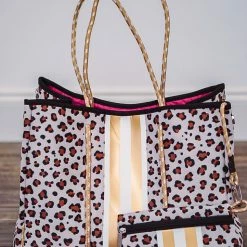 Purple Door Boutique Purses/Totes Glam Leopard Print Neoprene Tote Bag