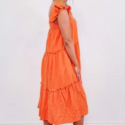 Purple Door Boutique Orange Delight Tiered Midi Dress