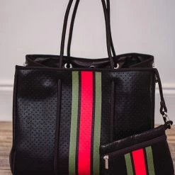 Purple Door Boutique Classy Black Neoprene Tote Bag