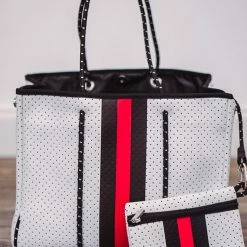 Purple Door Boutique Classy White Neoprene Tote Bag