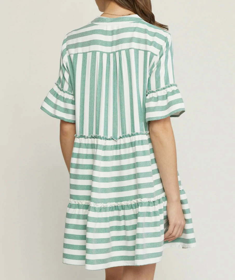 Purple Door Boutique Summer Stripes Green Babydoll Dress 3 Purple Door Boutique Summer Stripes Green Babydoll Dress