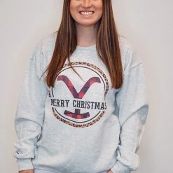 Purple Door Boutique New Arrivals Yellowstone Christmas Ash Grey Sweatshirt