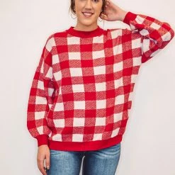 Purple Door Boutique Favorite Plaid Red Boxy Sweater New Arrivals 7 Purple Door Boutique Favorite Plaid Red Boxy Sweater New Arrivals