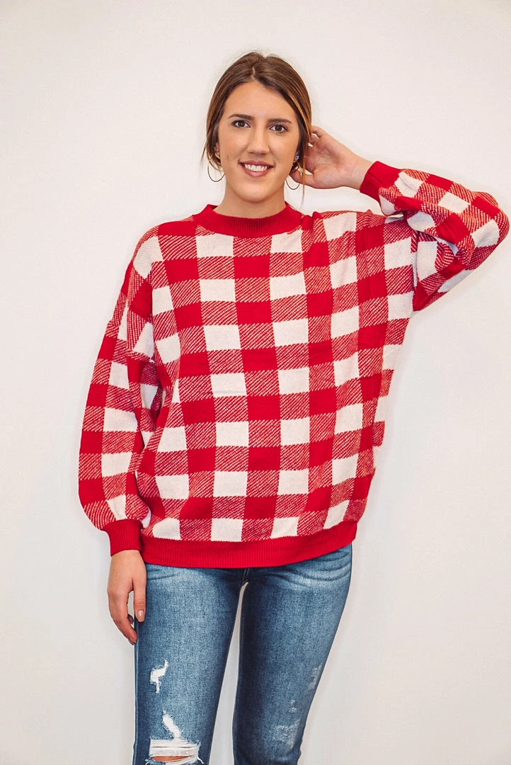 Purple Door Boutique Favorite Plaid Red Boxy Sweater New Arrivals 3 Purple Door Boutique Favorite Plaid Red Boxy Sweater New Arrivals